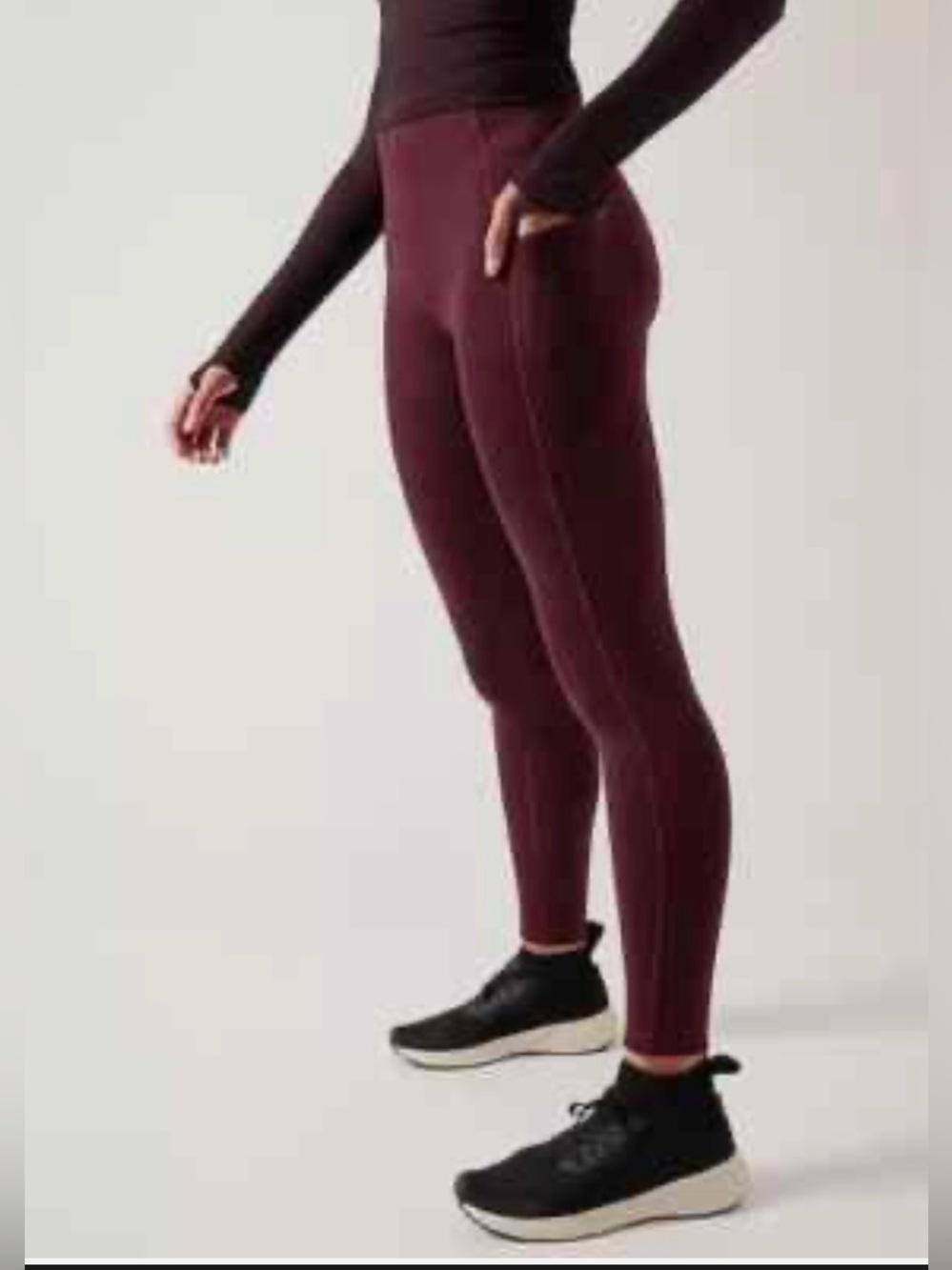 Athleta Altitude Stash Tight In Polartec Powerstretch Legging Burgundy Size XS